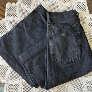 Free People Gray Wide Leg High Waisted Jeans